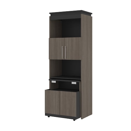 Bestar Orion 30W Shelving Unit with Fold-Out Desk, Bark Gray & Graphite 116166-000047